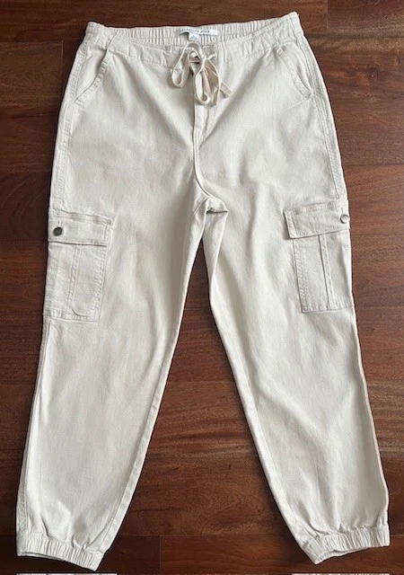 Pantalones de chándal cargo de algodón rosa celebridad para mujer marfil talla L NUEVO Foto 2 de 4