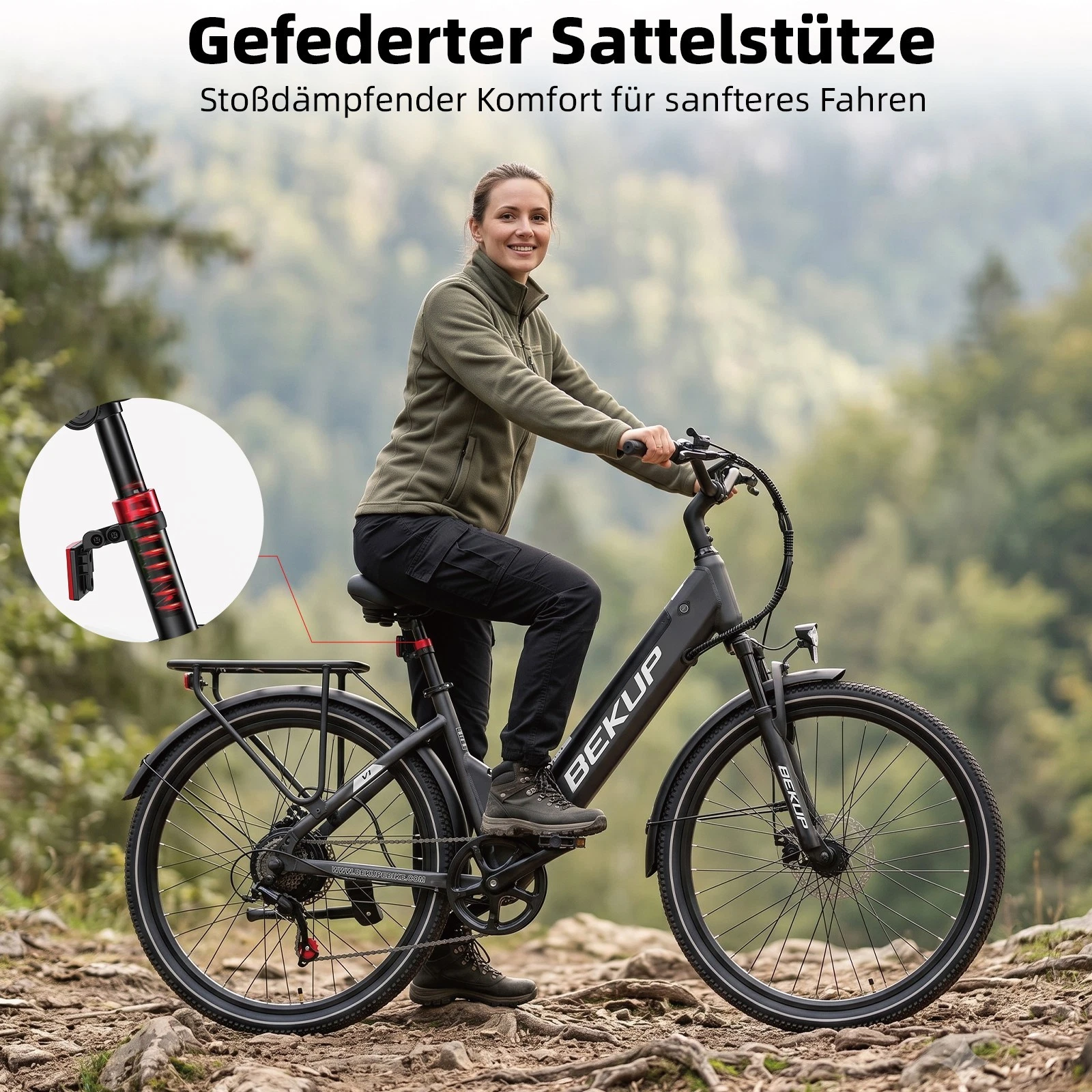 BEKUP V1 26" All-Terrain Tires 36V 14.5Ah Mountain Bike E-City Bike 7 Speed - Picture 13 of 18