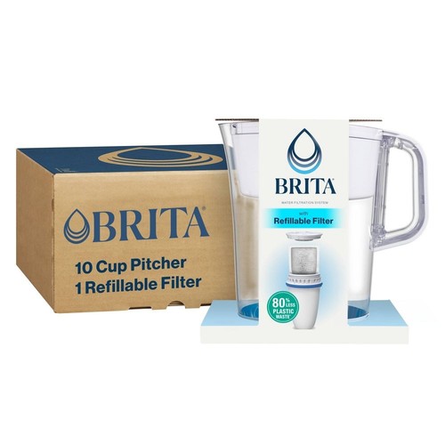 Brita Water Filter 10-Cup Tahoe Water Pitcher Dispenser with Refillable Water