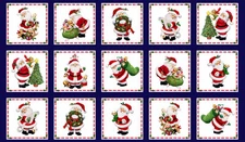 24" Fabric Panel | Elizabeth's Studio Christmas Santa's List Santa Claus Blue