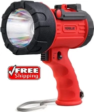 Rechargeable Spotlight with 200000 Lumen LED, IP67 Waterproof Handheld Flashl...