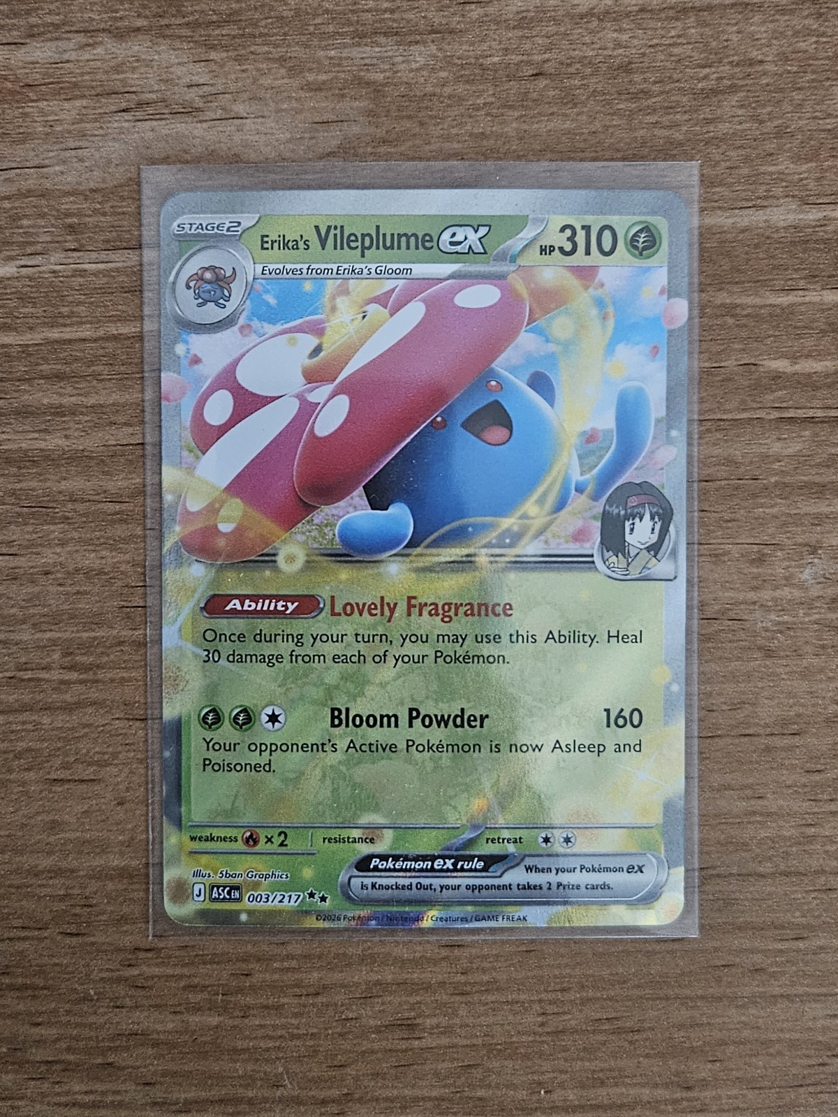 Erika's Vileplume Ex 3/217 Double Rare Holo Card - Pokemon Ascended Heroes NM