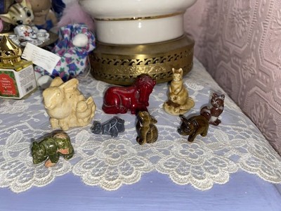Stone Animal Figurines Lot of 8 horse, rabbit, bear, pig, kangaroo, turtle, cat
