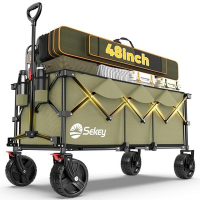 New Sekey 48''L Collapsible Foldable Extended Wagon with 660lbs Weight Capacity