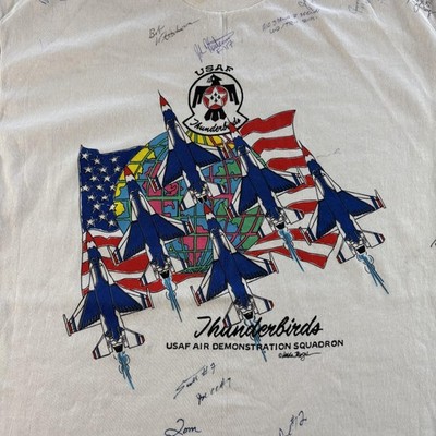 Vintage Stedman Thunderbirds Shirt Mens XL White USAF Signed Graphic 90s Planes