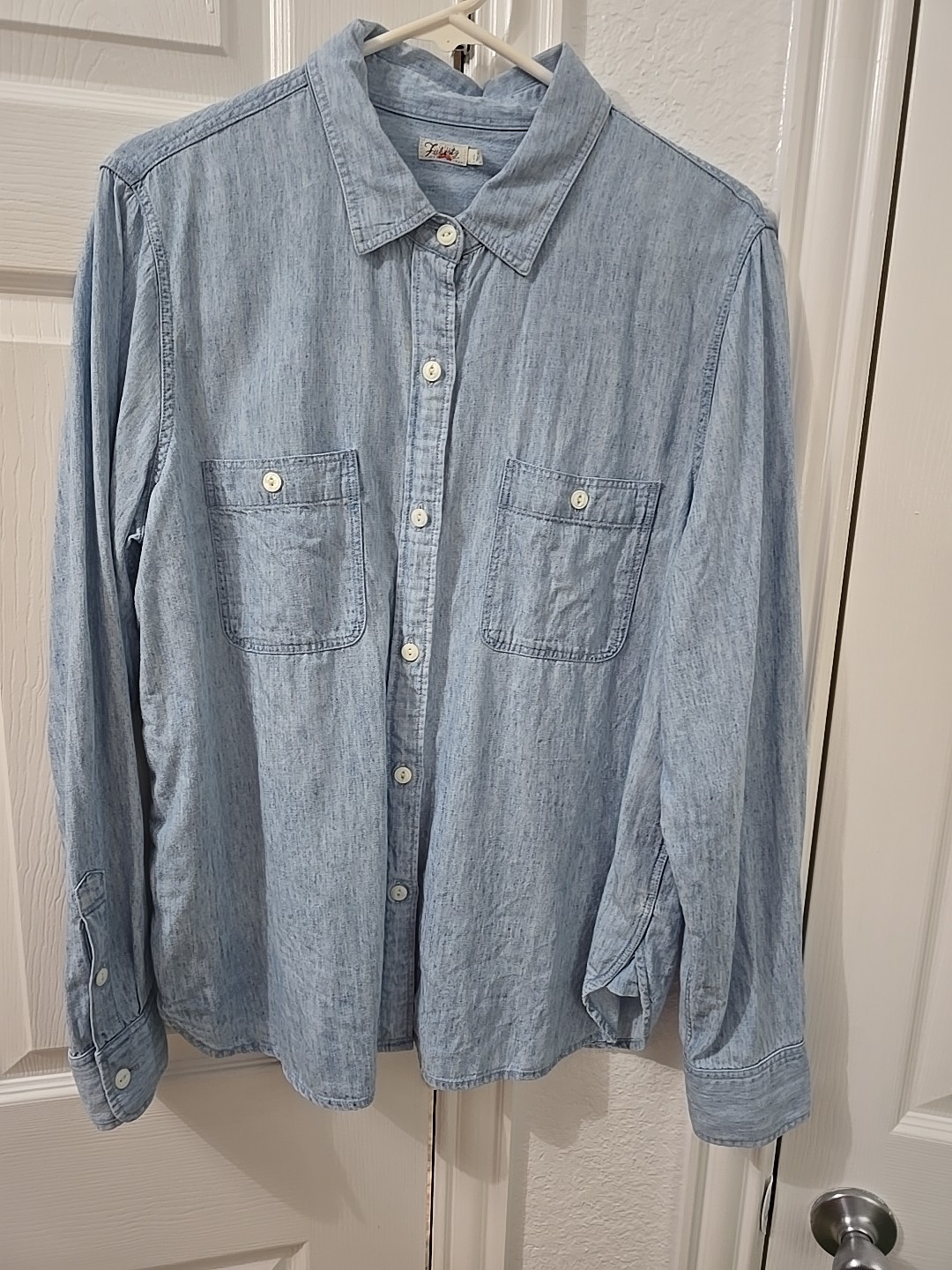 Fuberty Chambrey Button Down Light Blue Womens Lo… - image 1