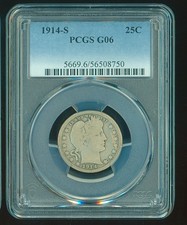 1914-S Barber Quarter Dollar, PCGS G06