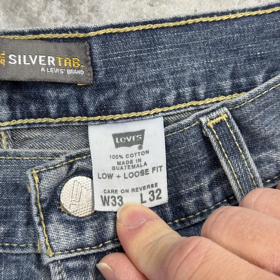 Pantalones de mezclilla sueltos bajos Levis SilverTab para hombre 33x32 azul holgados relajados tiro bajo Foto 3 de 4