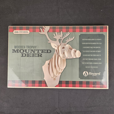 Mounted Deer 3D Wooden Puzzle Craft Kit 38 Piece Reward Original Hunters Trophy