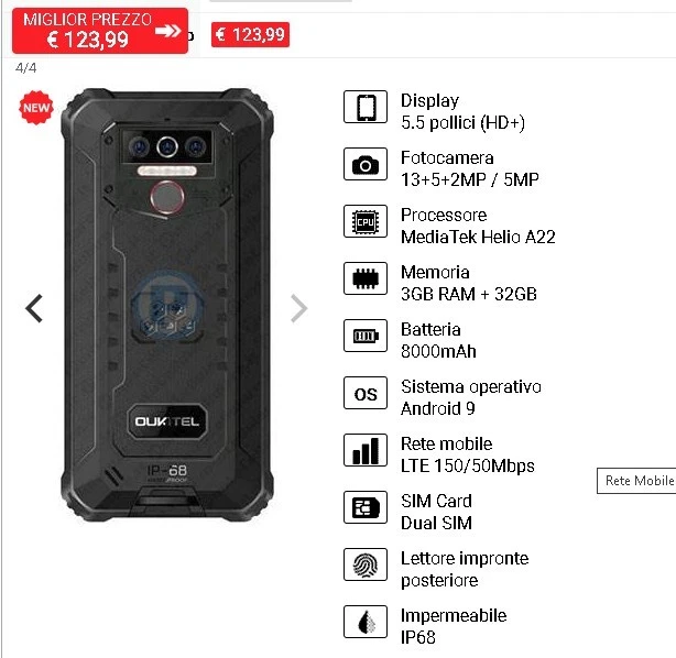 smartphone rugged oukitel wp5 pro usato poco per inutilizzo batteria da 8000 mAh - Immagine 2 di 2