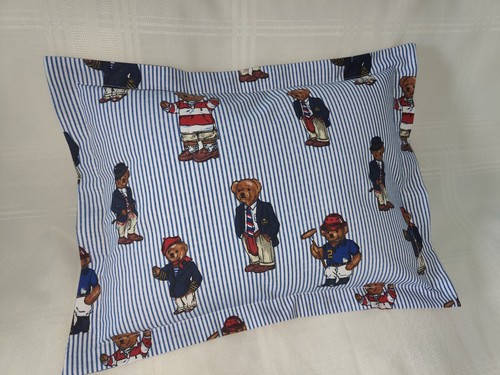 1 ONE RALPH LAUREN POLO TEDDY BEAR Blue Striped TOSS PILLOW Sham 12x16 inch New - Picture 3 of 3