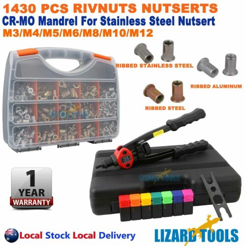 Heavy Duty 1660pcs Nutsert Tool Kit Rivnut Riveter Rivet Nut Gun M3-12 Mandrels - Picture 2 of 18
