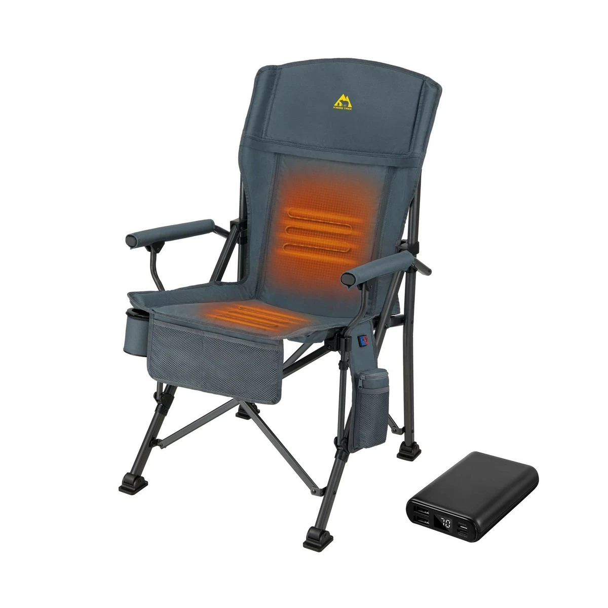 KINGS TREK Camping Chair Heated with Battery Pack Removable Cushion Heavy