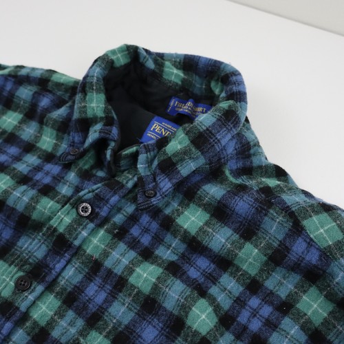 Vtg Pendleton Wool Lamont Board Shirt Mens Small Blue Green Shrunk Scraps Fabric - Picture 6 of 8