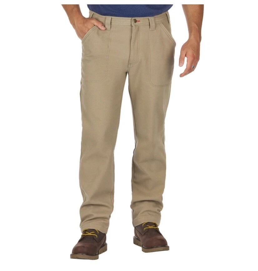 Coleman Men's Fleece Lined Canvas Utility Pants Greige 40x30