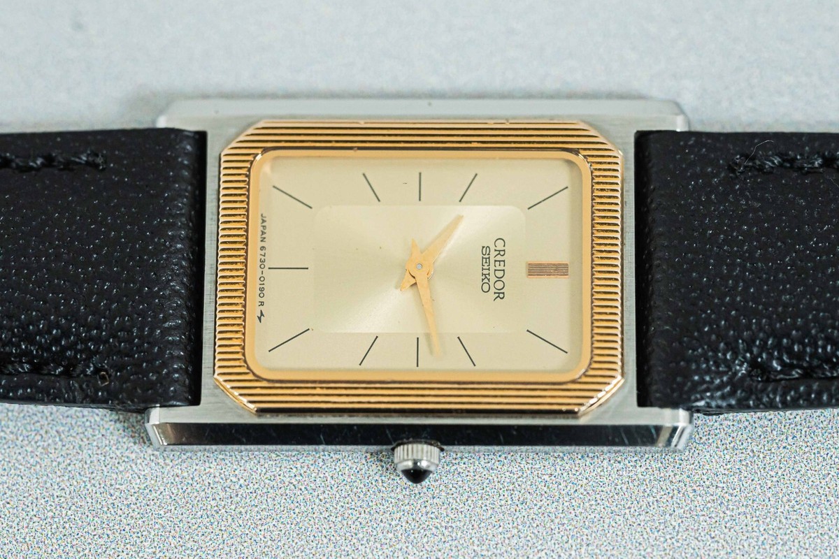 NEAR MINT* Vintage SEIKO CREDOR 6730-5100 Quartz 14K Bezel