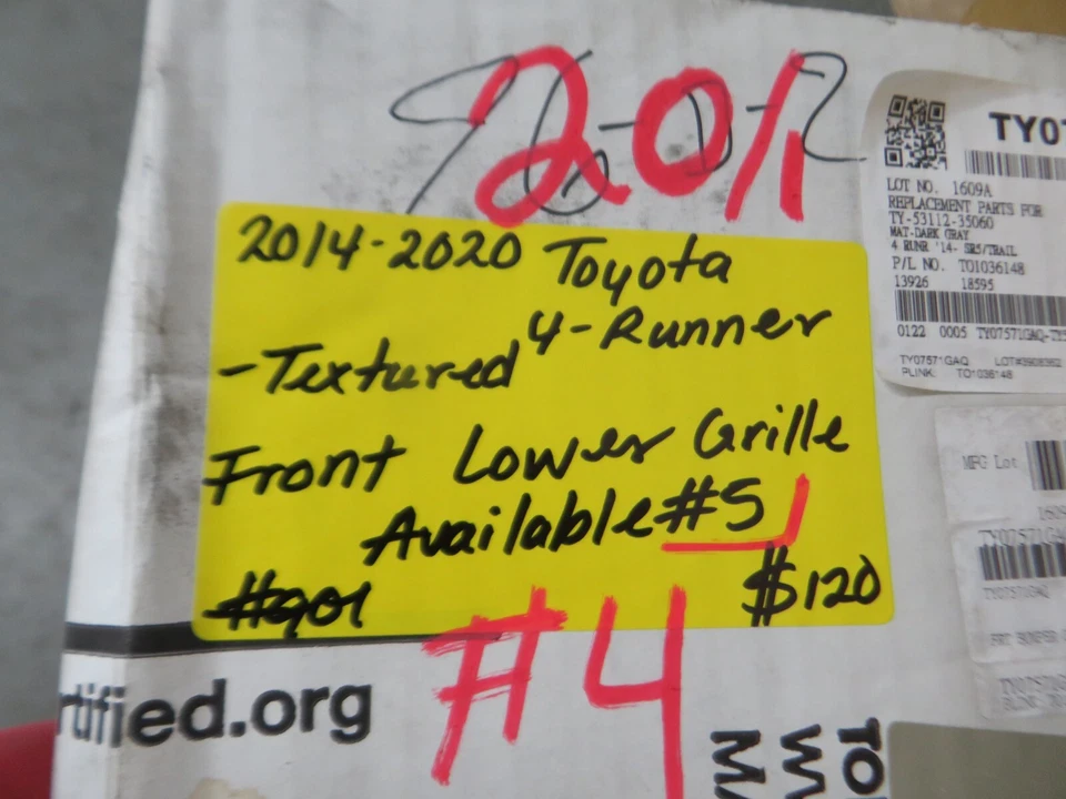 2014 2015 2016 2017 2018 2019 2020 TOYOTA 4RUNNER TEXTURED FRONT LOWER GRILLE Foto 4 de 4