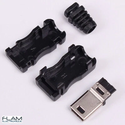 Connecteur à souder Mini USB 5 broches + boitier 3 pièces/ Connector 5 pins +Box - Photo 1/4
