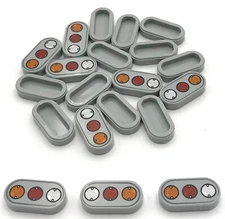 Lego 20 New Light Bluish Gray Tiles Flat Smooth Round 1 x 2 Oval with Light Part