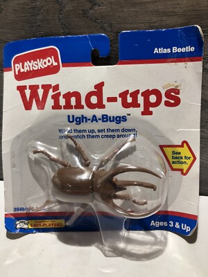1990 Vintage Playskool Wind-ups Ugh-a-Bug Japanese Beetle Atlas Beetle New