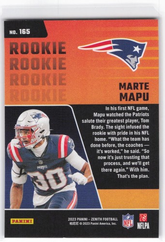 2023-24 Panini Zenith Marte Mapu #165 RC Patriots - Picture 2 of 2