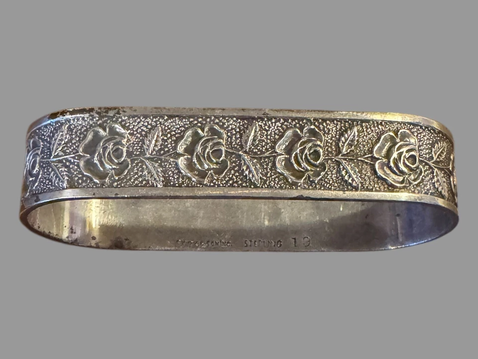 Anillo servilleta rosa plata esterlina S Kirk & Son Inc Foto 2 de 4