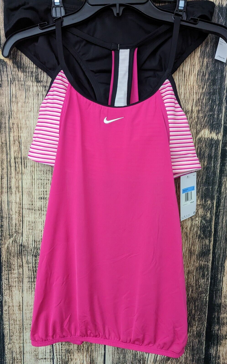 nike women's layered sport tankini swimsuit set