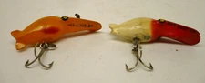 Vintage Fishing Lot of 2 Luhr Jensen Eddie Pope Tiny Hot Shot M5 Lures Orange