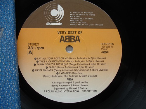 ABBA ~ Very Best Of ABBA ~ Japanese Greatest Hits LP Discomate DSP-3015~16 - Picture 10 of 15