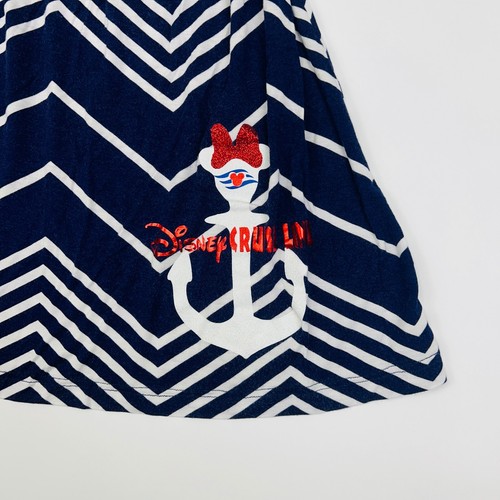 Disney Cruise Dress Juniors Large Sleevless Tube Top Chevron Blue Mini Vacation - Picture 3 of 14