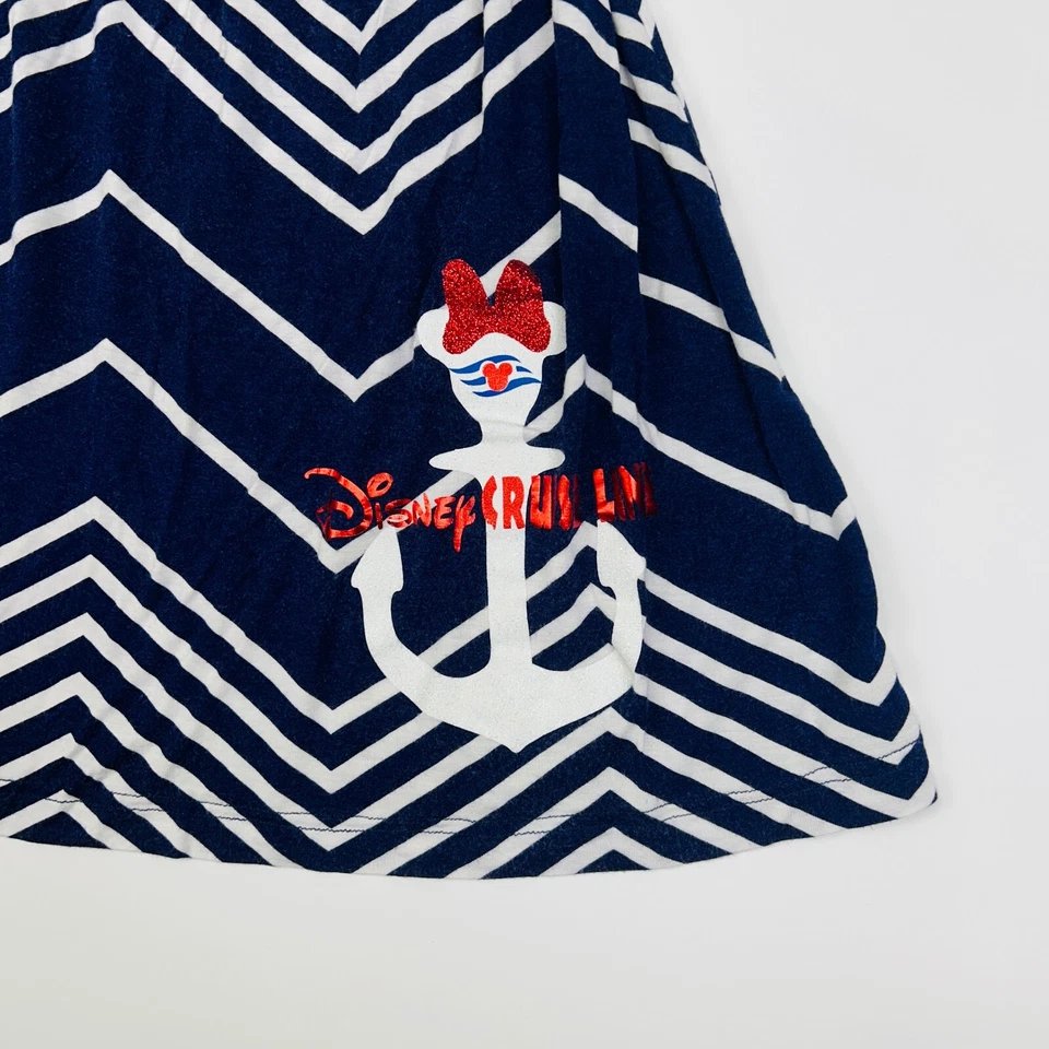 Vestido Disney Crucero Juniors Grande Sin Mangas Tubo Top Chevron Azul Mini Vacaciones Foto 3 de 4