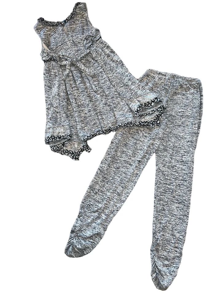 Isobella & Chloe meninas 2 peças tanque de babado cinza urze e conjunto de leggings ruched 6 - Imagem 2 de 4