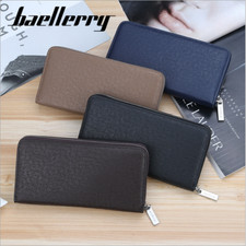 Men Women Minimalist Leather Wallet Long Zipper Clutch Card Holder Handbag Gifts