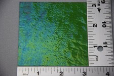 1107.31 TRANSPARENT IRIDIZED LIGHT GREEN 3" x 3" BULLSEYE 3mm THICK GLASS 90 COE