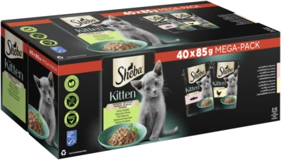 40x85g Sheba Katzenfutter Nassfutter Kitten Feine Vielfalt in Sauce