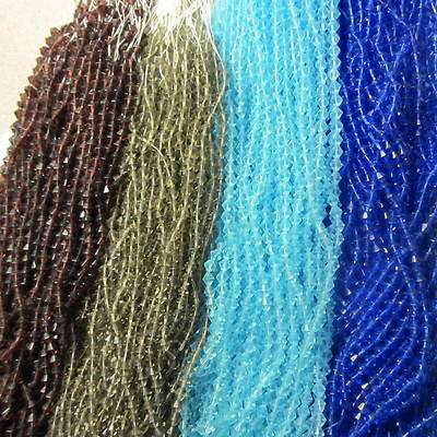 104 x 6 mm Lose Perlen Schöne Glas Kristall Doppelkegel Perlen In 7 Farben UK Verkäufer