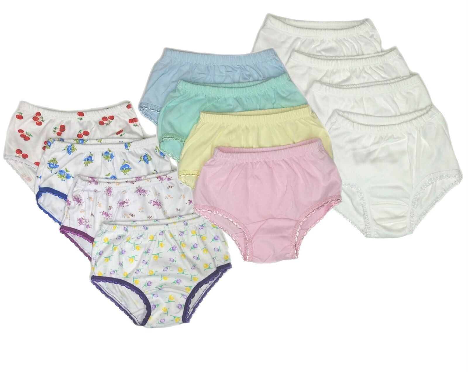Toddler Briefs Underwear Girls Panties Soft Cotton Comfort White 8 Pack