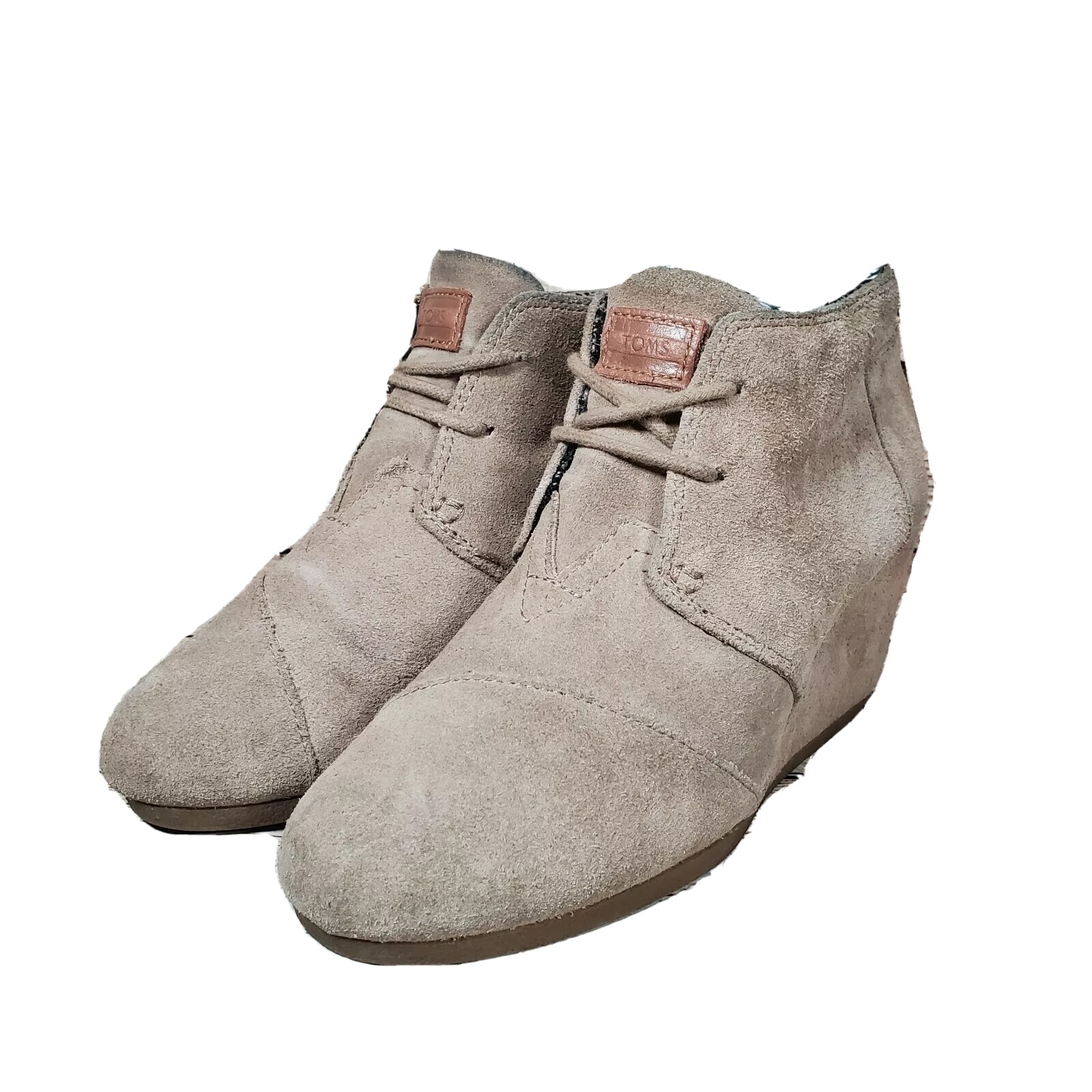 Toms Tan Wedge Booties Size 7 Boots 