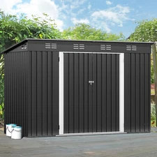Suavir 9.1' x 4.2' Outdoor Storage Shed Large Metal Tool Sheds Heavy Duty Storag