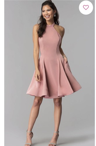 Dave & Johnny High-Neck Short Homecoming Dress Mauve Pink Fit Flare 11/12 New