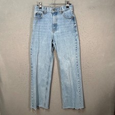 Zara Womens Size 2 Blue Light Wash High-Waisted Jeans With Raw Hem Denim