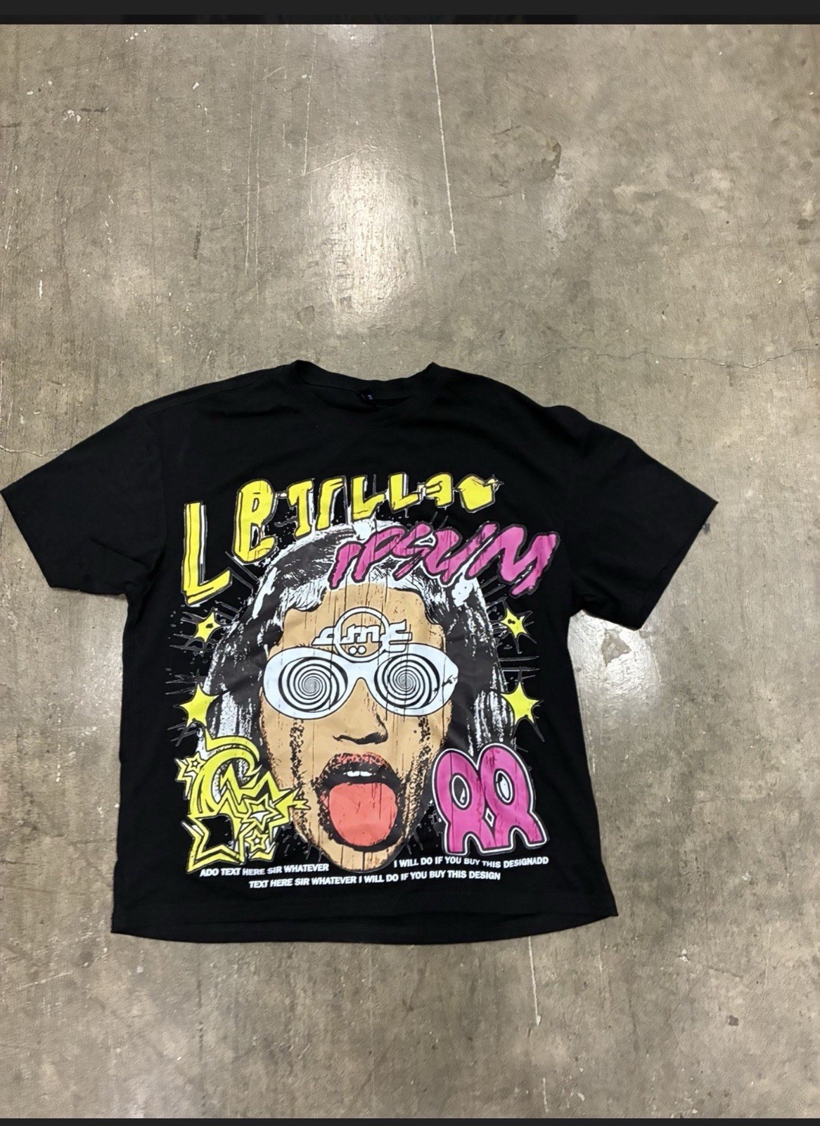 ROMWE Crazy Cool Men's Black Crew Neck Graphic Print Short Sleeve T-Shirt S