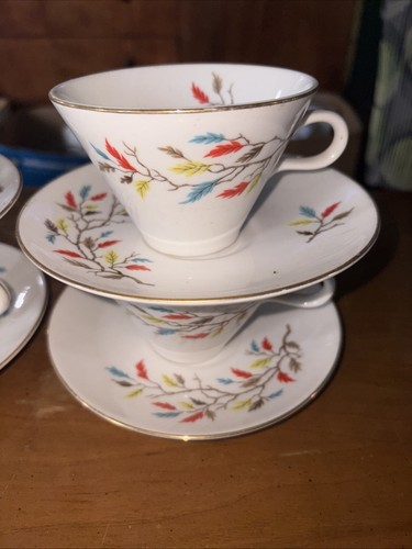 Set of 6 Triumph Homer Laughlin China AUTUMN TIME Cups & Saucers U.S.A. 12 pc - Picture 11 of 17