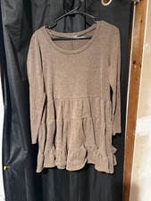 Olive & Oak Brown Long Sleeve Tiered Ruffle Tunic Dress