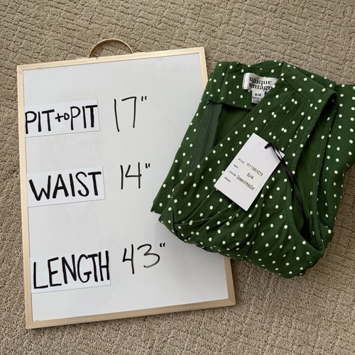Unique Vintage Dress Women Small 4 Green White Polka Dot 1950s Pinup Retro - Picture 11 of 11