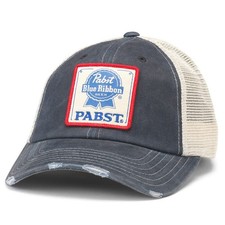 Pabst Blue Ribbon Beer Orville Adjustable Snapback Baseball Hat, Stone/Navy (...