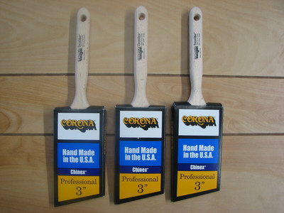 3 EA - CORONA 3'' EXCALIBUR CHINEX PRO ANGLE SASH PAINT BRUSH, MADE IN USA