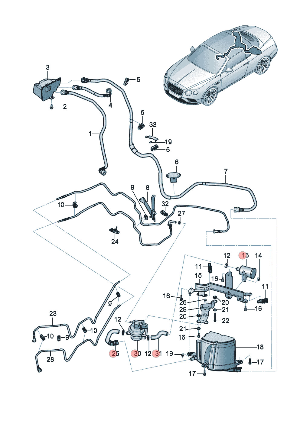 Bentley Continental GT 2004-2017 REAR Leak detection pump