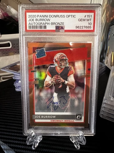 2020 Donruss Optic Joe Burrow Bronze Prizm Rated Rookie Auto PSA 10