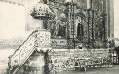 Pulpito Y Retablo Barrocos Mexico Vintage Postcard